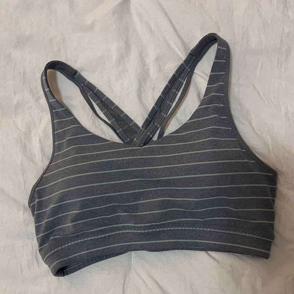Athleta Gray Striped Women's Sports Bra